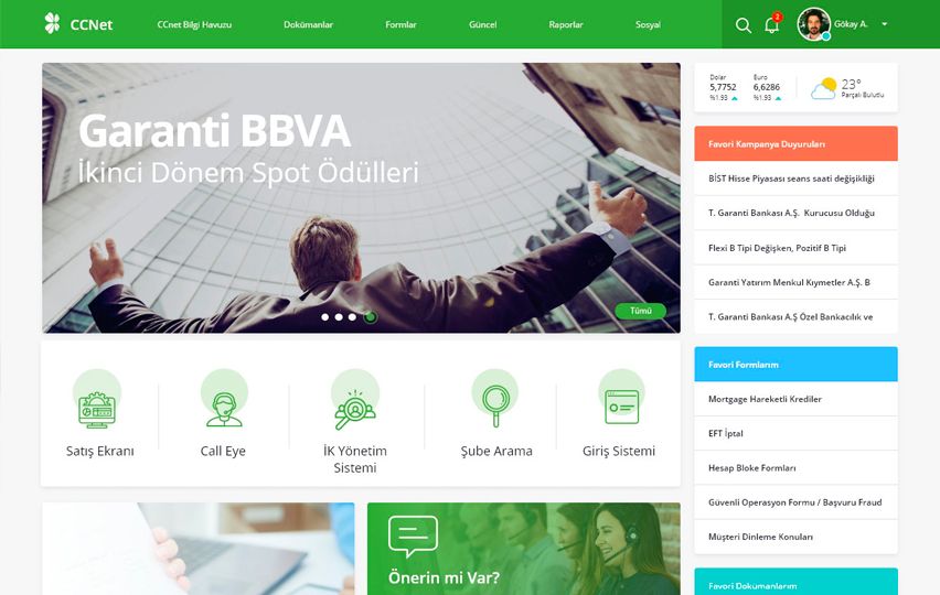 Garanti BBVA web sitesi projesini anlatan proje detay görseli, Fotoğrafta Levent'teki Garanti BBVA genel merkezinden bir görüntü bulunmaktadır.