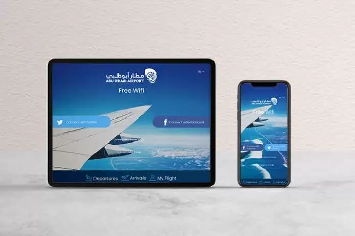 Abu Dhabi Airport hotspot UX projesini anlatan liste görseli, fotoğrafta havada uçan bir yolcu uçağı gözükmektedir.
