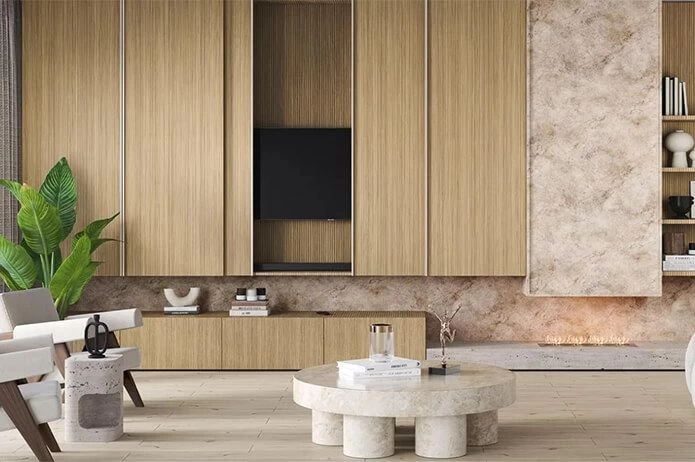 Kastamonu Entegre web sitesi projesini anlatan proje liste görseli, Kastamonu Entegre ürünleri ile dolu bir oda resmi